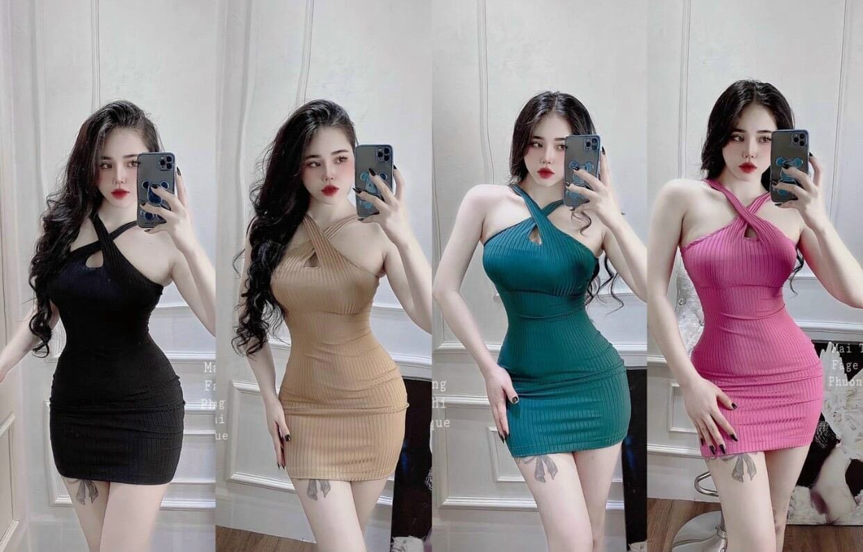 ĐẦM BODY BÓP EO ĐẦM KIỂU DÂY CHÉO CỔ FORM 47KG(V2)