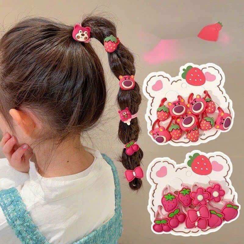 combo 10 dây cột tóc gấu dâu cho bé ( ngẩu nhiên)