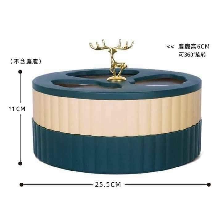 Khay mứt 2 tầng tuần lộc