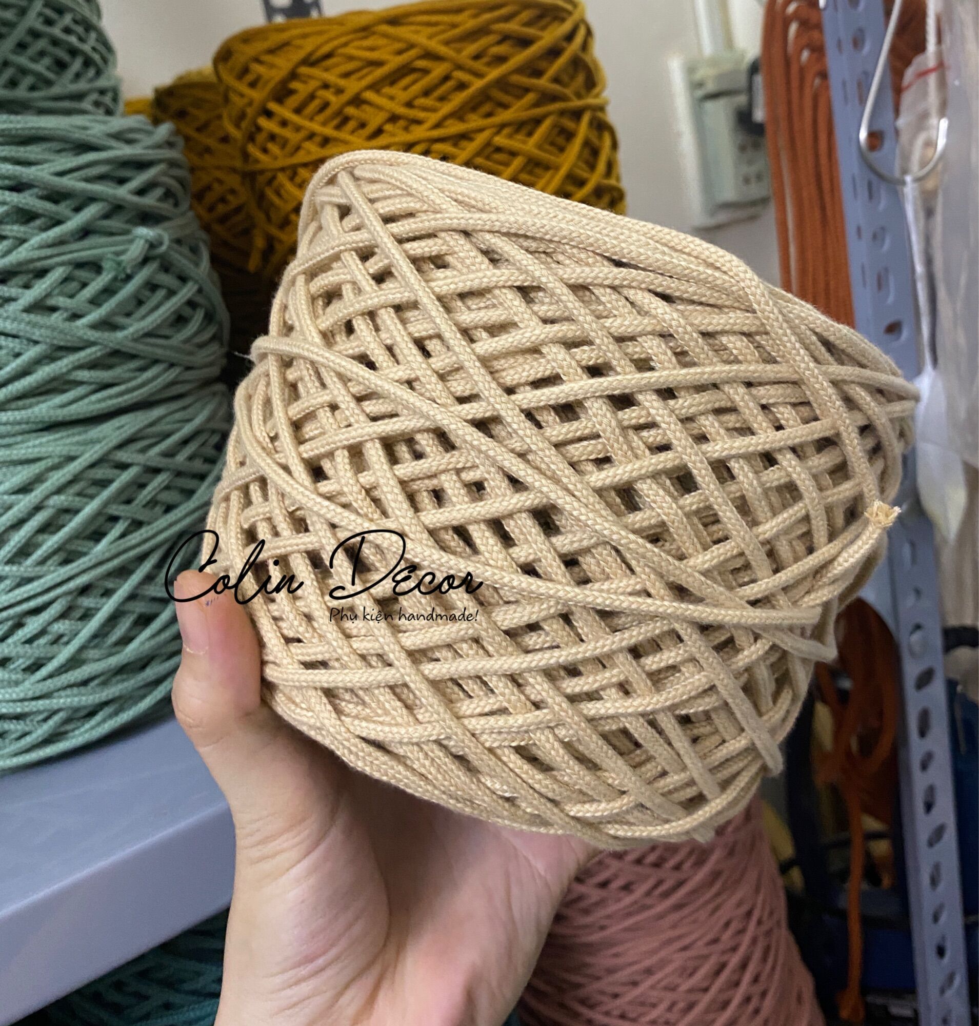Dây cotton dệt tim đan túi macrame túi handmade thắt macrame
