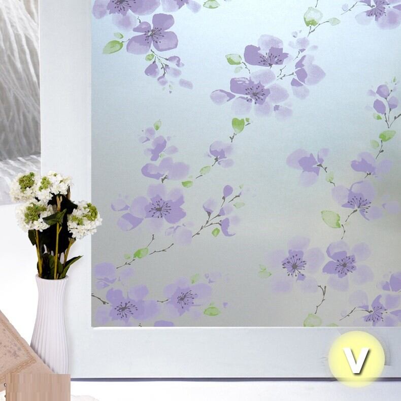 5 mét GIẤY DÁN KÍNH DECAL DÁN KÍNH MẪU hoa lan tím  khổ 60cm có keo sẵn