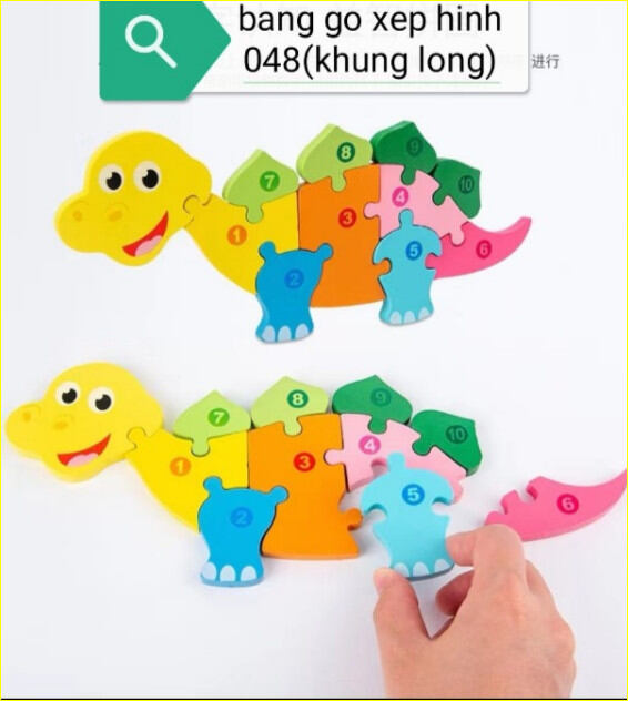 Bộ bảng gỗ xếp hình hình chú khủng long,cá sấu cho bé từ 2 tuổi