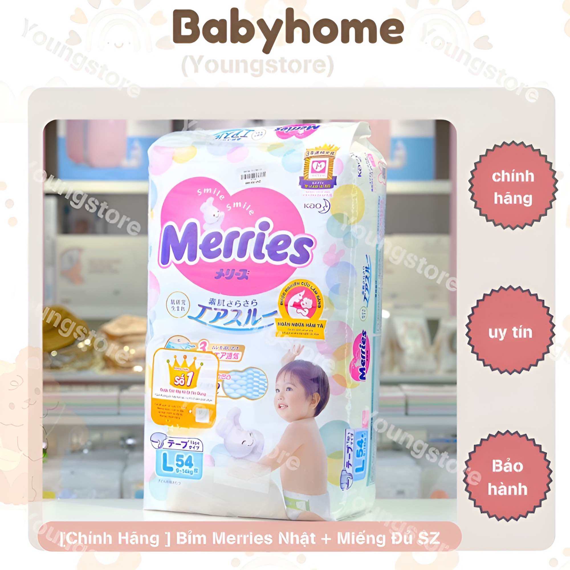 CỘNG MIẾNG / ĐỦ SIZE - Bỉm Merries Nội Địa Nhật Bản - Dán/Quần NB96/S88/M68/M64/L58/L50/XL44/XXL28