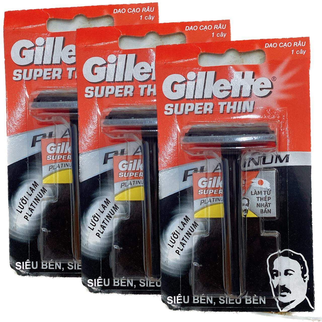 Combo 3 bộ dao cạo râu Gillette Super Thin Nhật  , lưỡi dao Platnium siêu bén siêu bền.