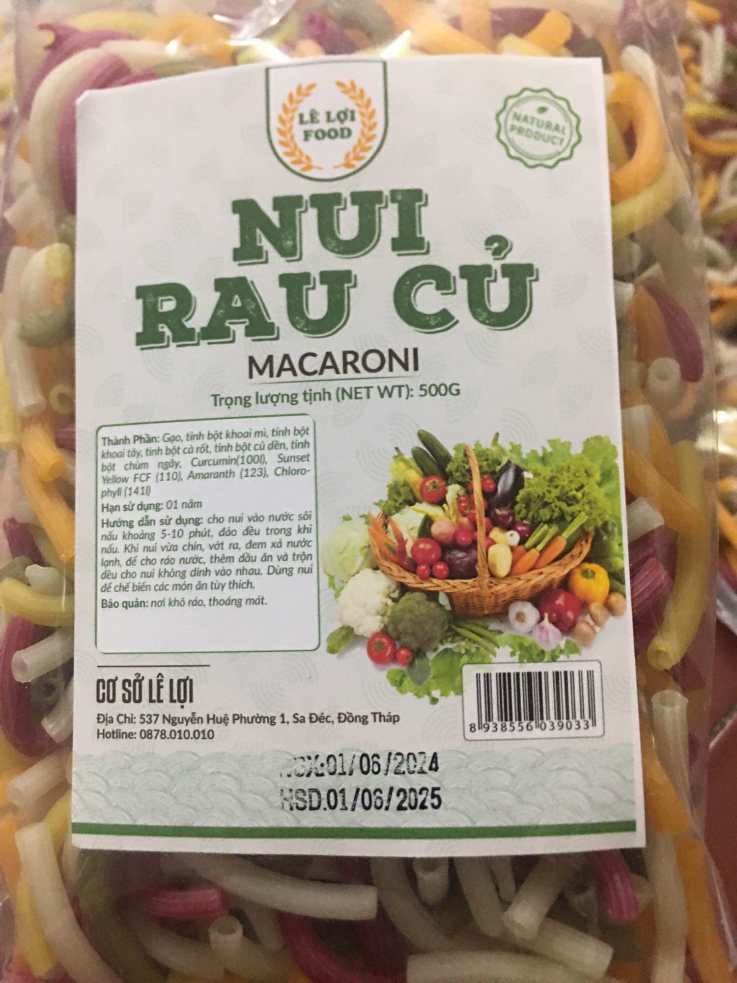 Nui ống rau củ 500g