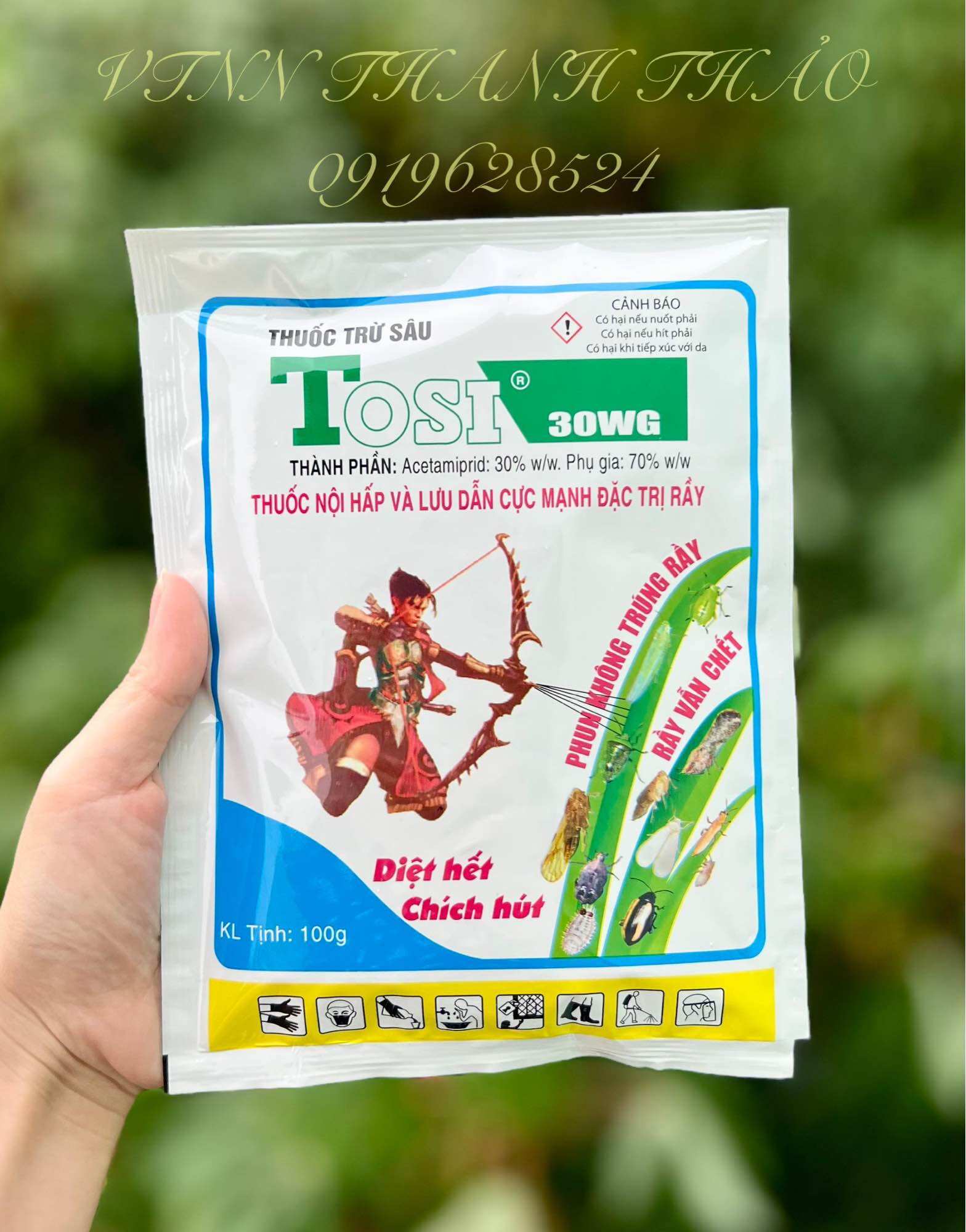  THUỐC TRỪ SÂU TOSI 30WG GÓI 100G  ACETAMIPRID 30%  DIỆT HẾT CHÍCH HÚT NỘI HẤP VÀ LƯU DẪN CỰC MẠNH Đ Ặ C T R Ị RẦY 