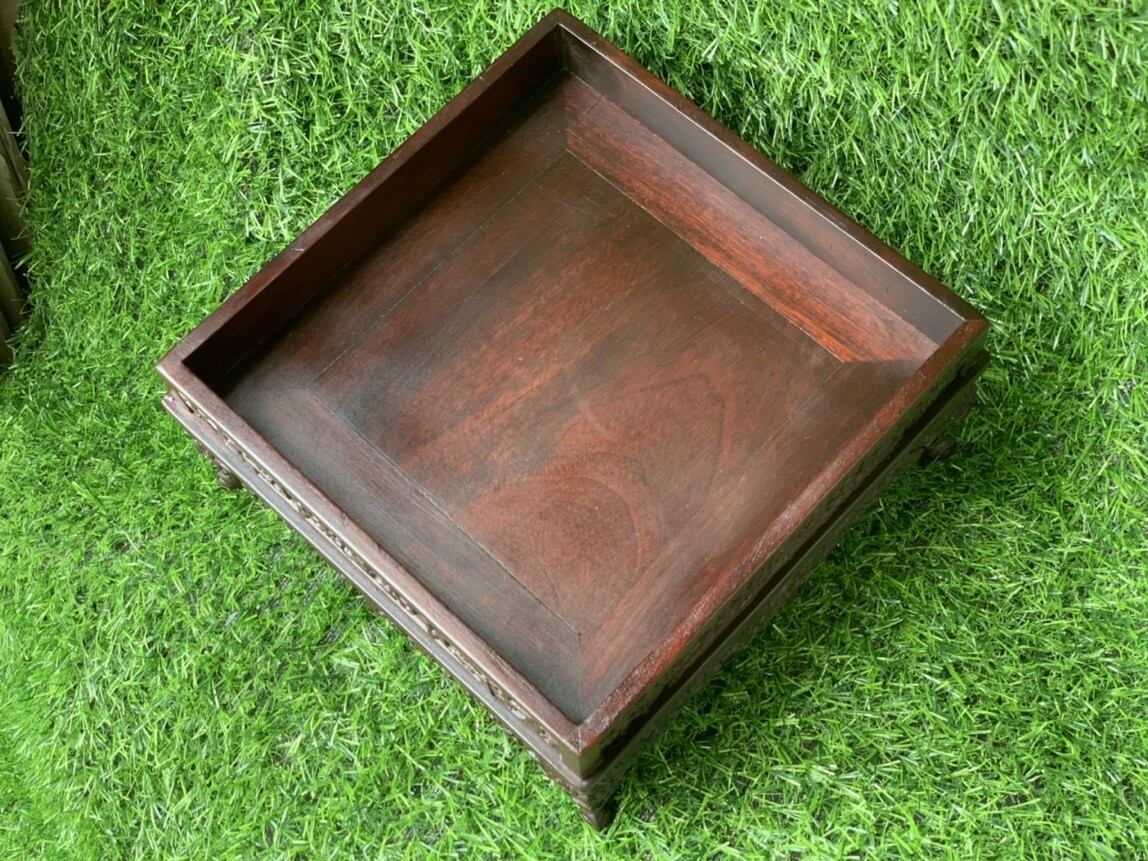 Khay trà chân quỳ gỗ gụ vuông 20cm