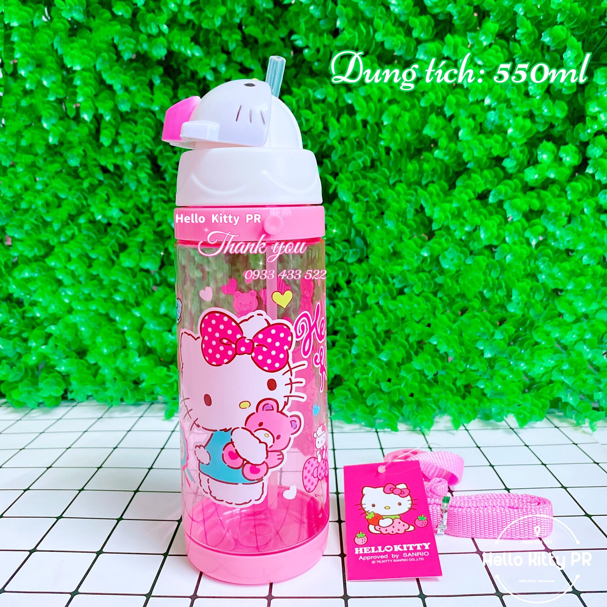 Bình nước có dây đeo Hellokitty Doremon Doraemon - Ếch xanh