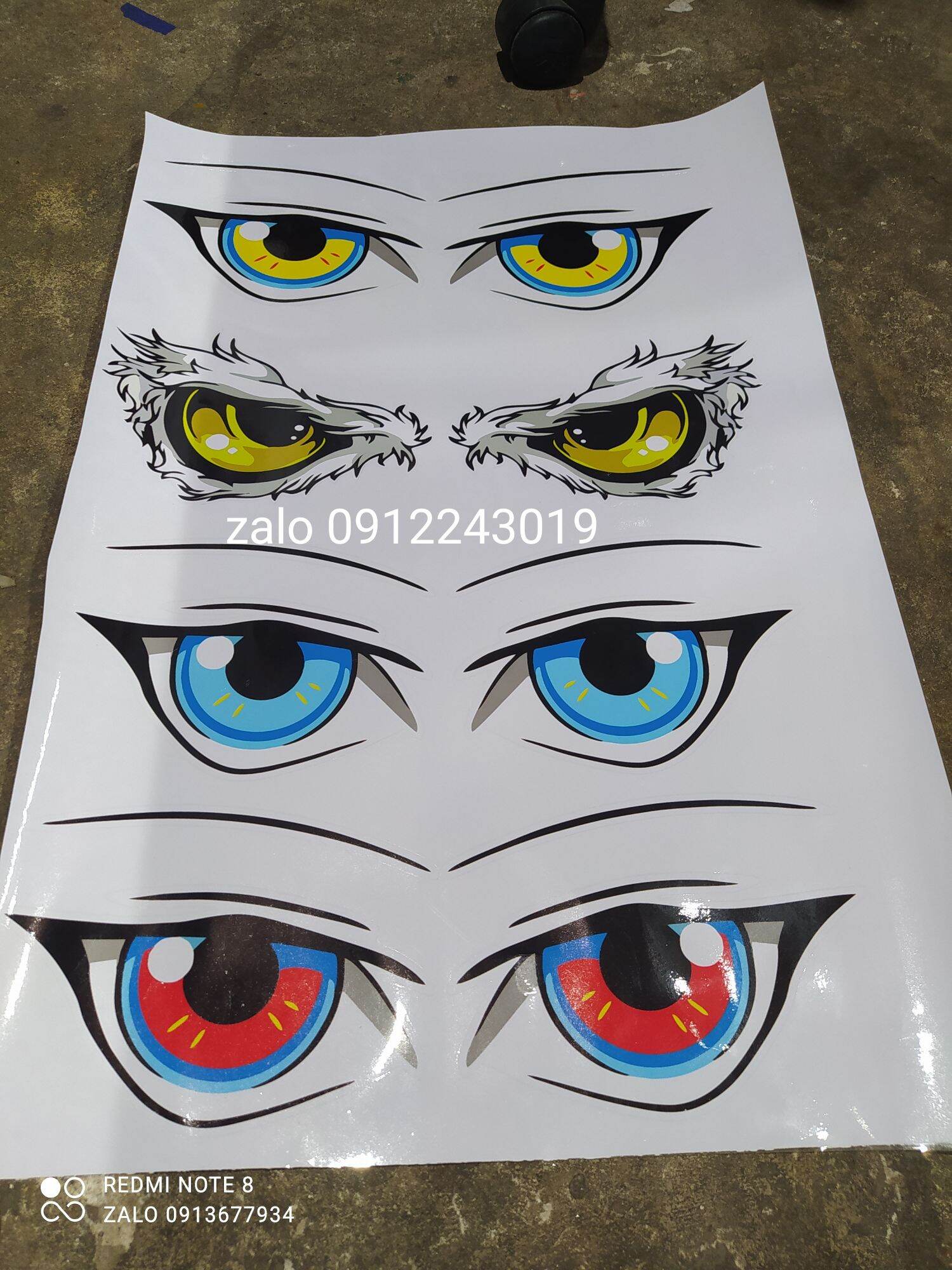 cặp Tem decal Đôi mắt siêu dễ thương dán trang trí xe( sl 1 đôi mắt)