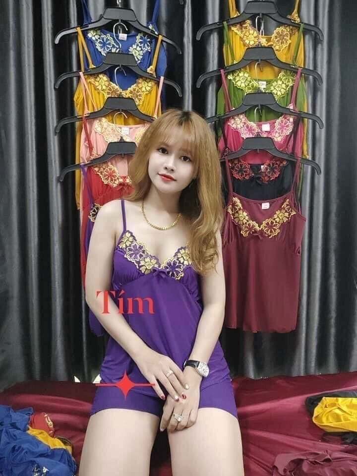 [Có size 40-75kg] Bộ đùi thun lạnh 2 dây phối ren hoa sexy
