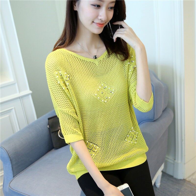 Áo len lưới mỏng dáng cánh dơi diện xuân hè -ALM02