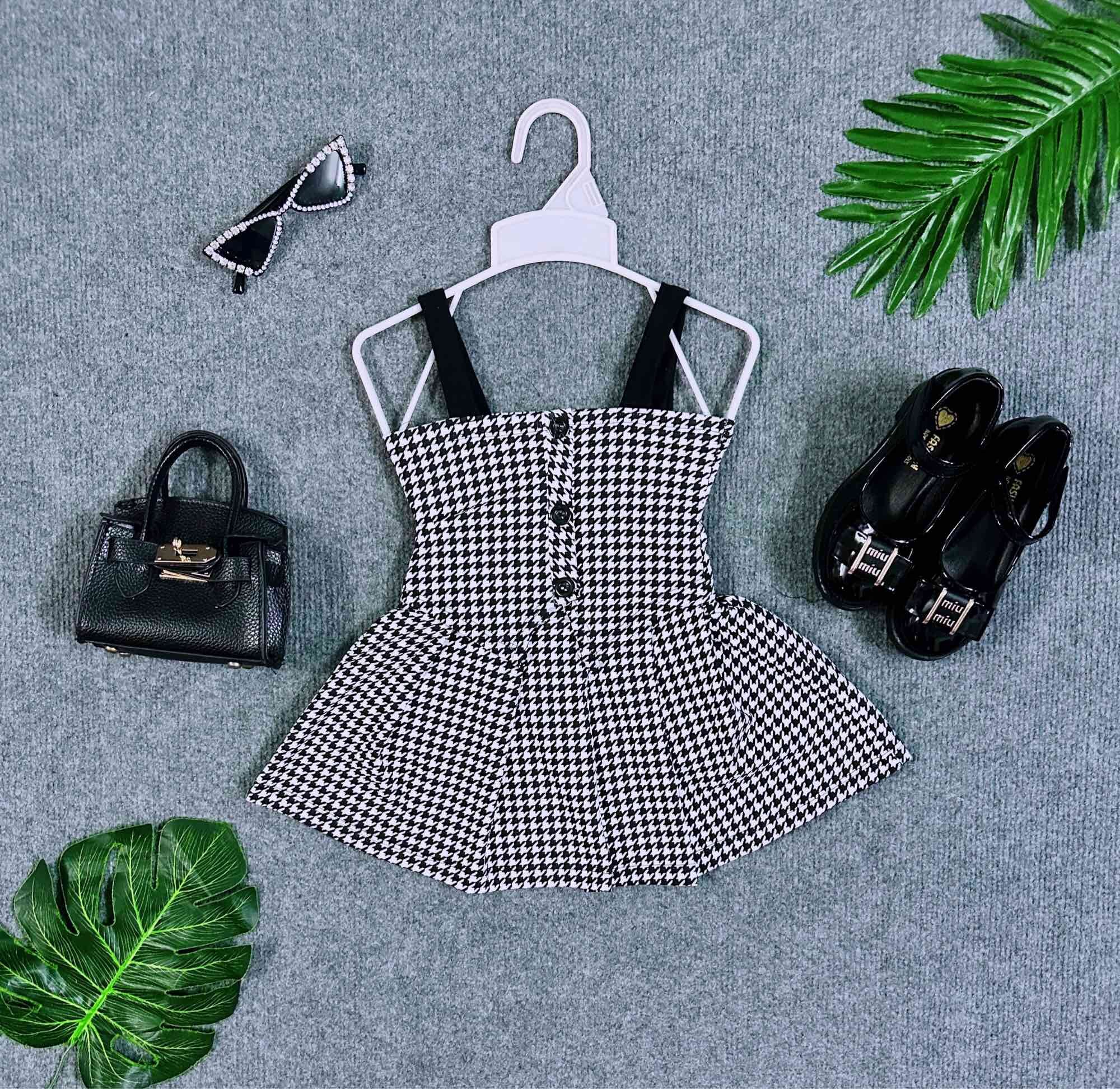 Set áo chân váy sọc xinh bé gái