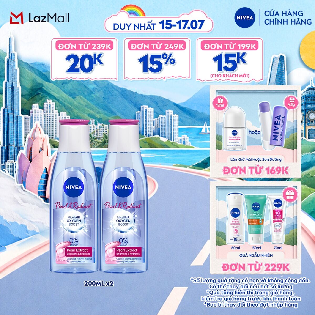 Bộ 2 Nước Tẩy Trang NIVEA Làm Sáng Da Extra Bright Make Up Clear Micellar Water 200ml - 84911