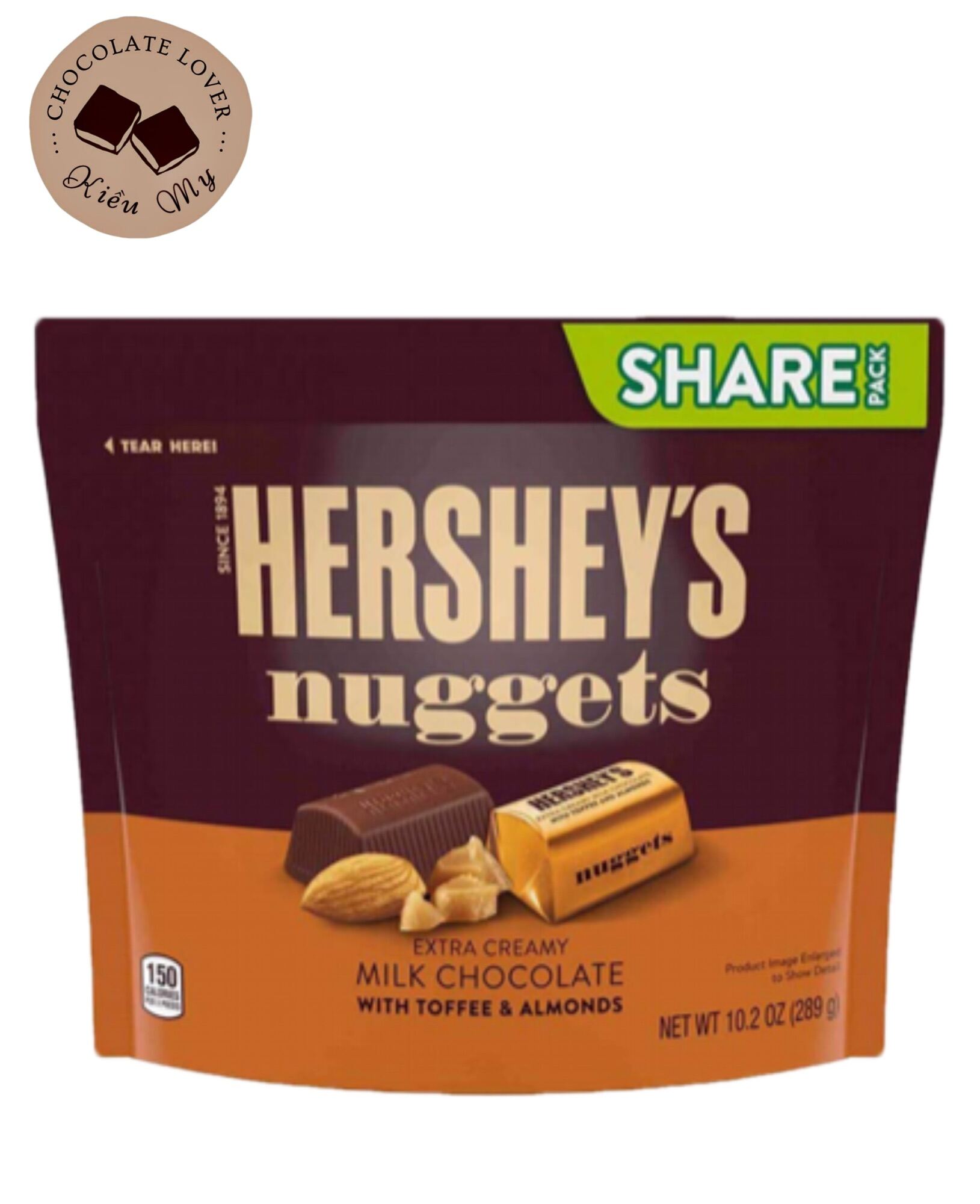Chocola Hershey nuggest nhân đậu phộng và hạnh nhân 300g Mỹ