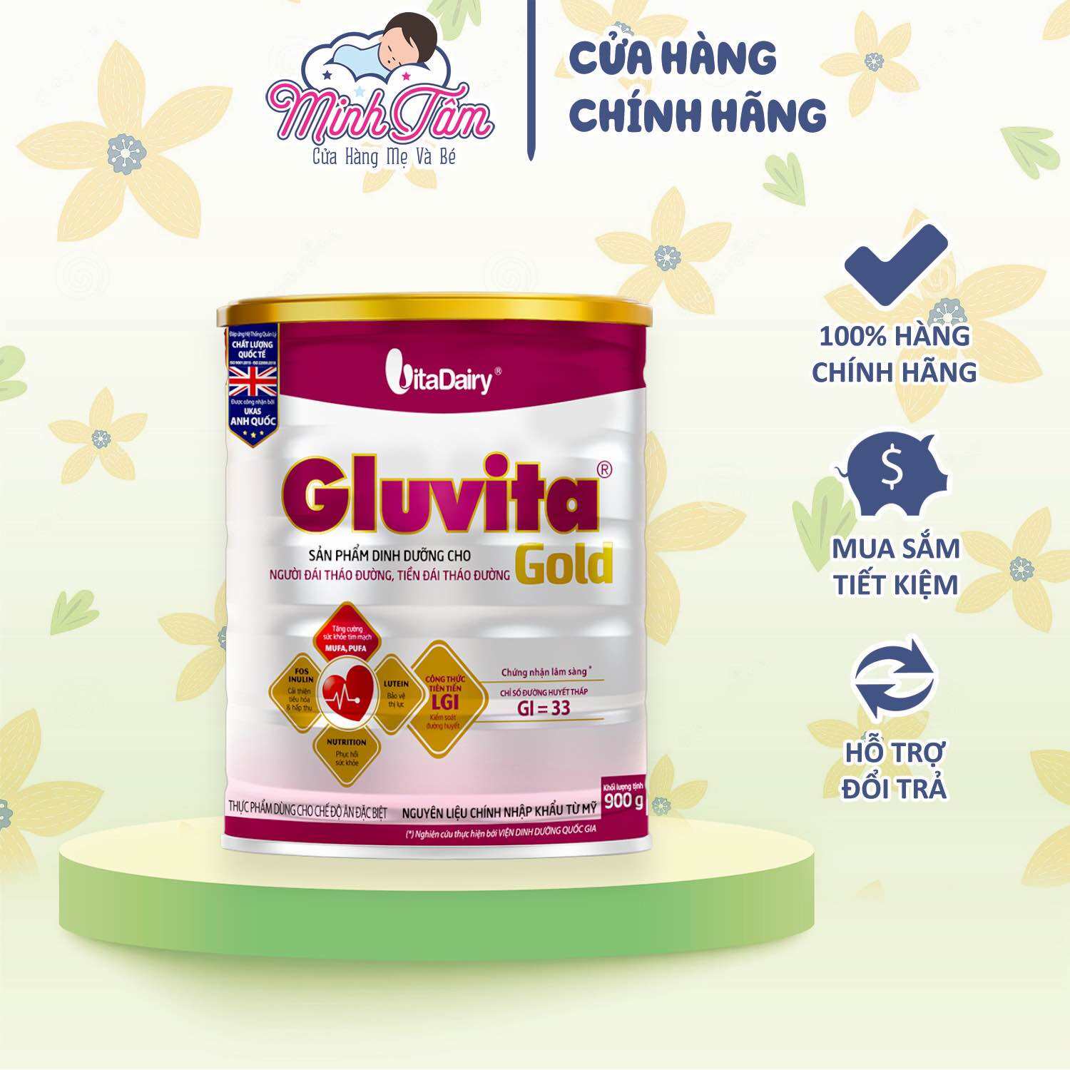 [Date mới, Mã QR] Sữa bột Gluvita Gold (900g)