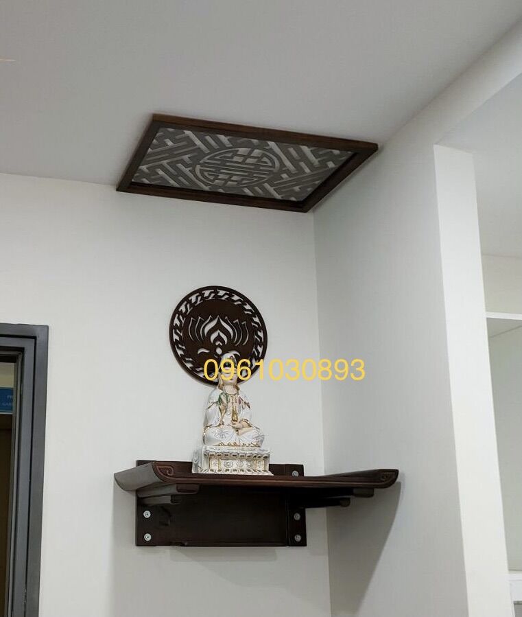 Bàn thờ treo tường gỗ sồi kích thước dài 81cm,89cm sâu 48
