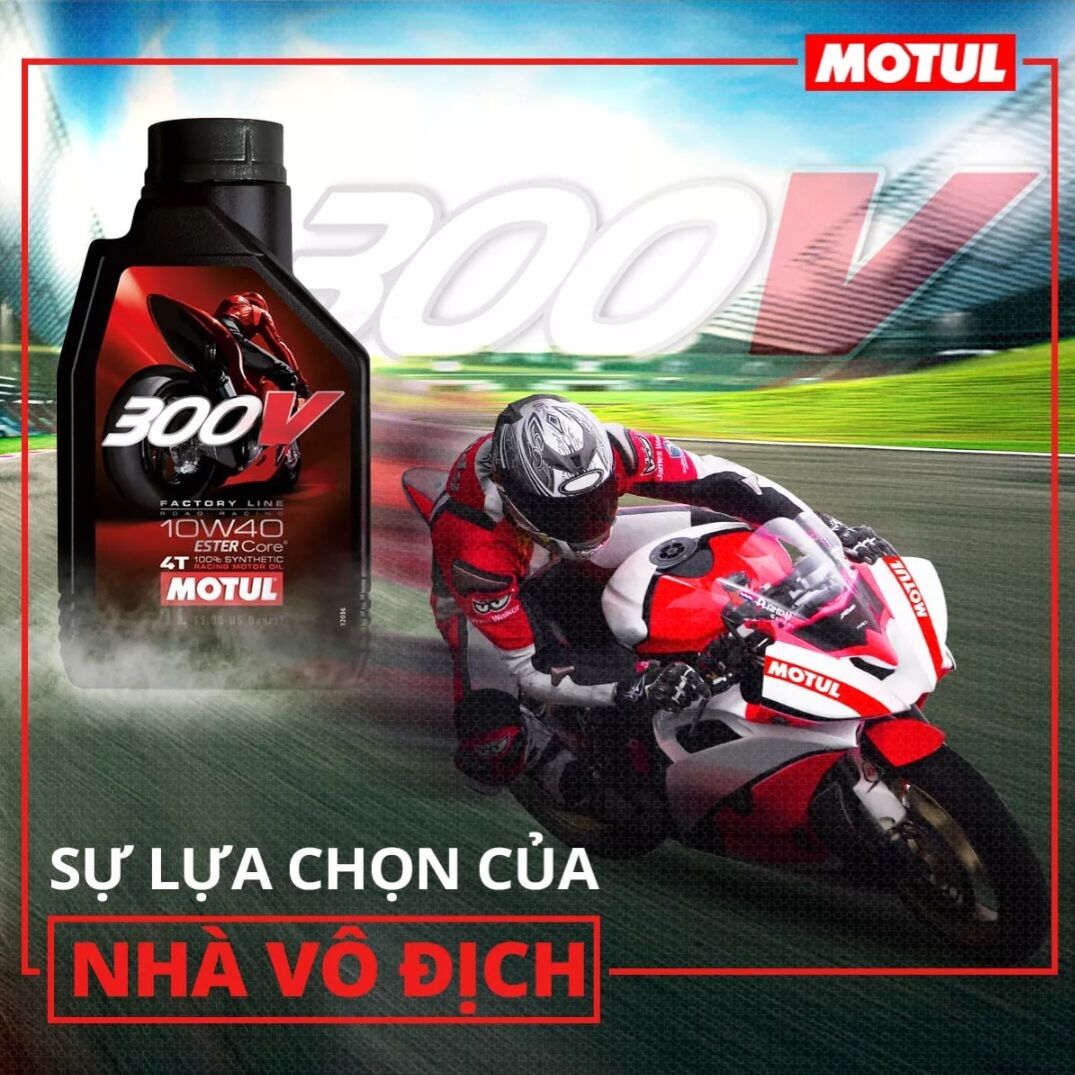 Nhớt Motul 300V Factory Lines 10W40 nhập khẩu Pháp cho xe phân khối lớn, xe côn tay...