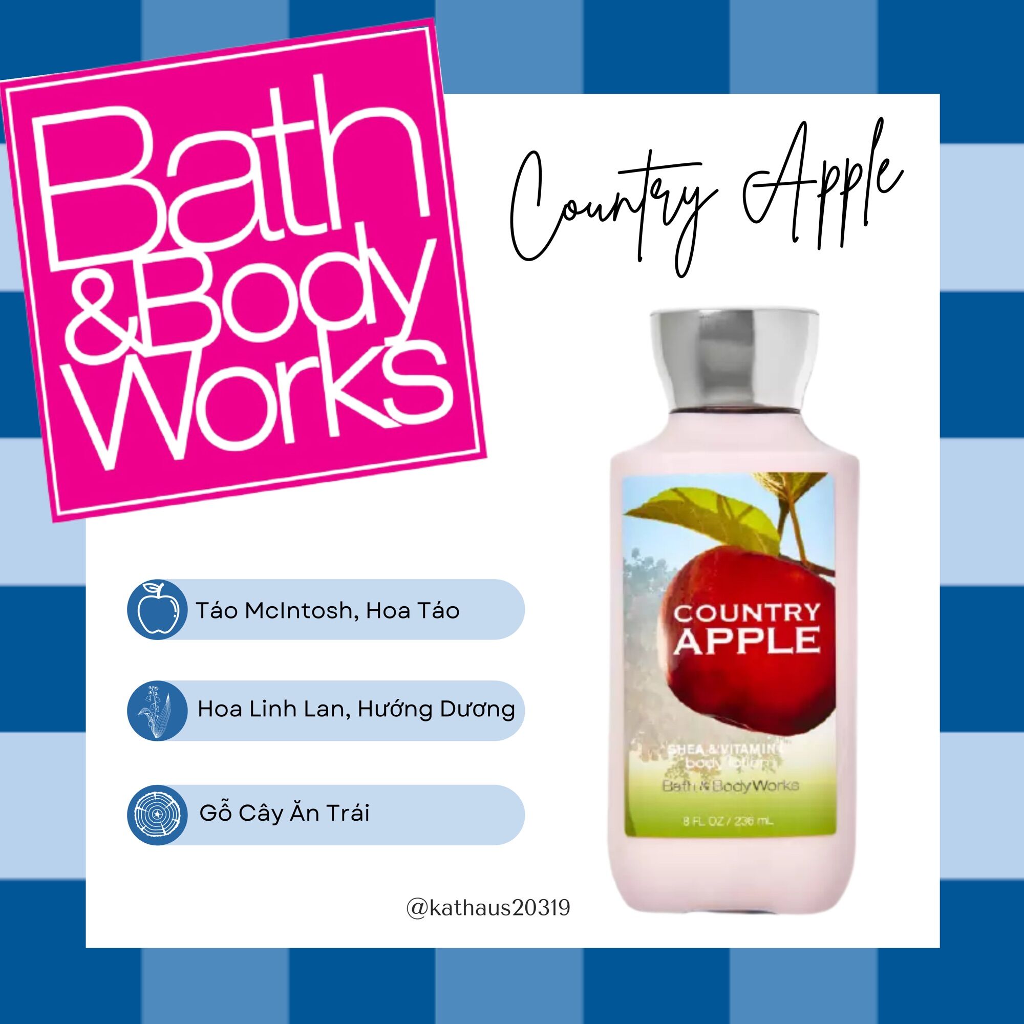 Sữa dưỡng thể nước hoa country apple bath & body works