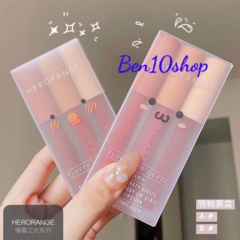 Sét 3 cây son kem lì Hero Orange nội địa Trung