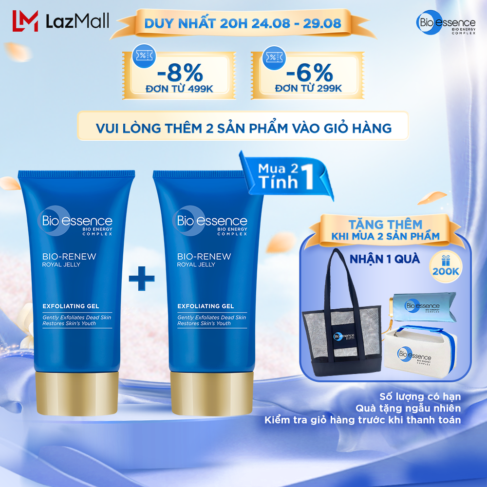 [MUA 2 TÍNH TIỀN 1 + QUÀ] Gel Tẩy Tế Bào Chết Dưỡng Da Tươi Trẻ Bio-Essence Bio-Renew Exfoliating Gel Tinh Chất Sữa Ong Chúa + Atp 60gr