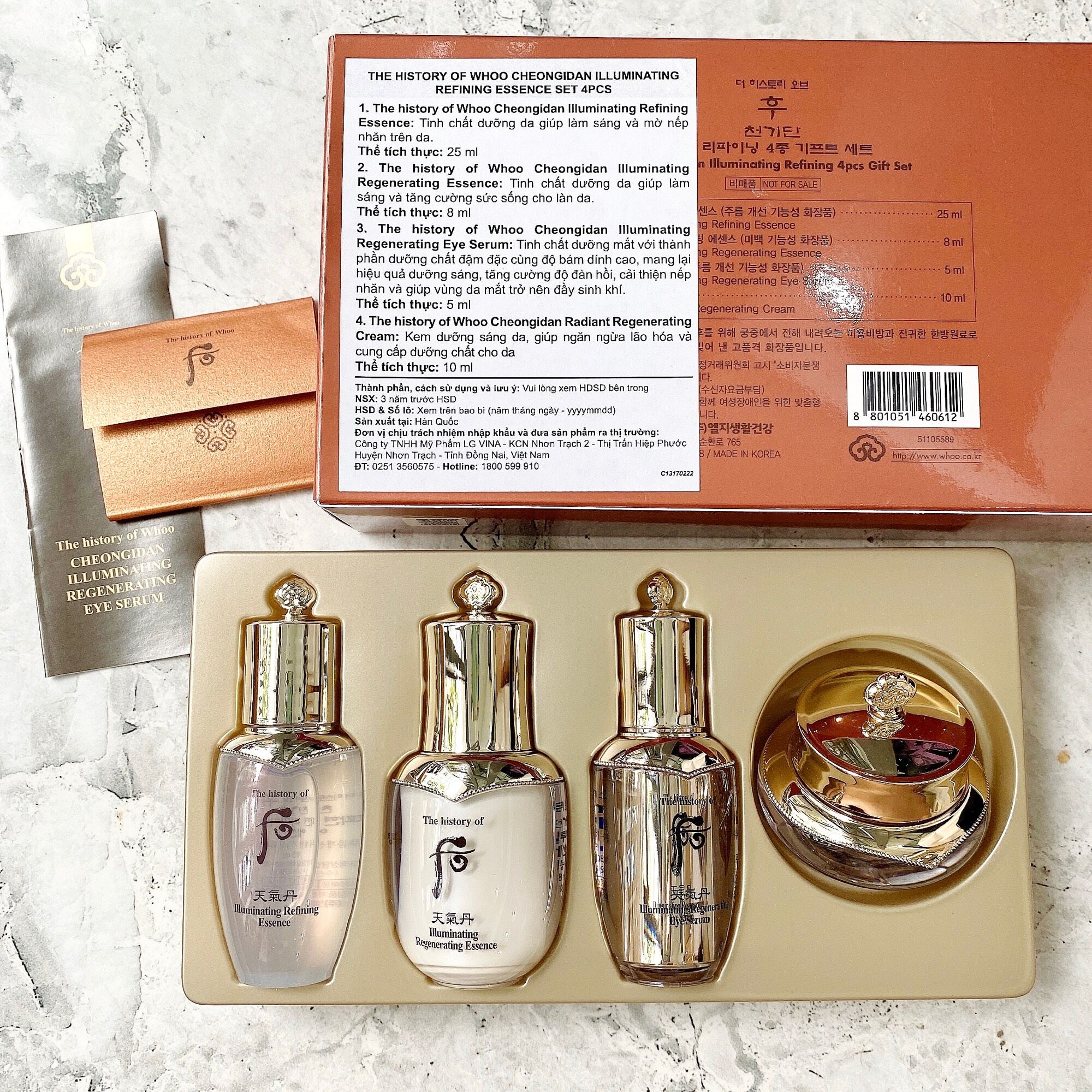 Bộ set tái sinh da siêu hót whoo radiant 4 món