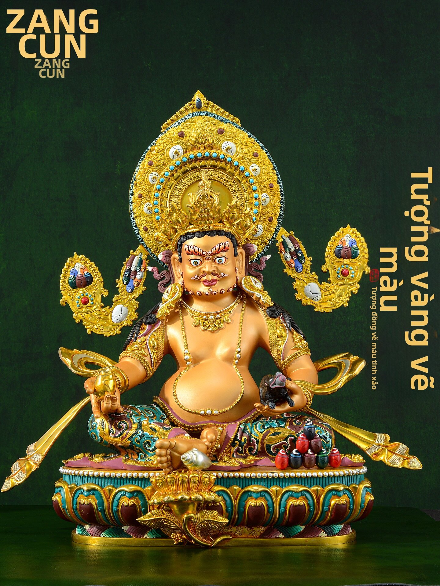 ZANGCUN | Tibetan Style Colorful Painting Five Wealth God Statue 15inch Giá 26,015,000 Đồng*Miễn phí vận chuyển