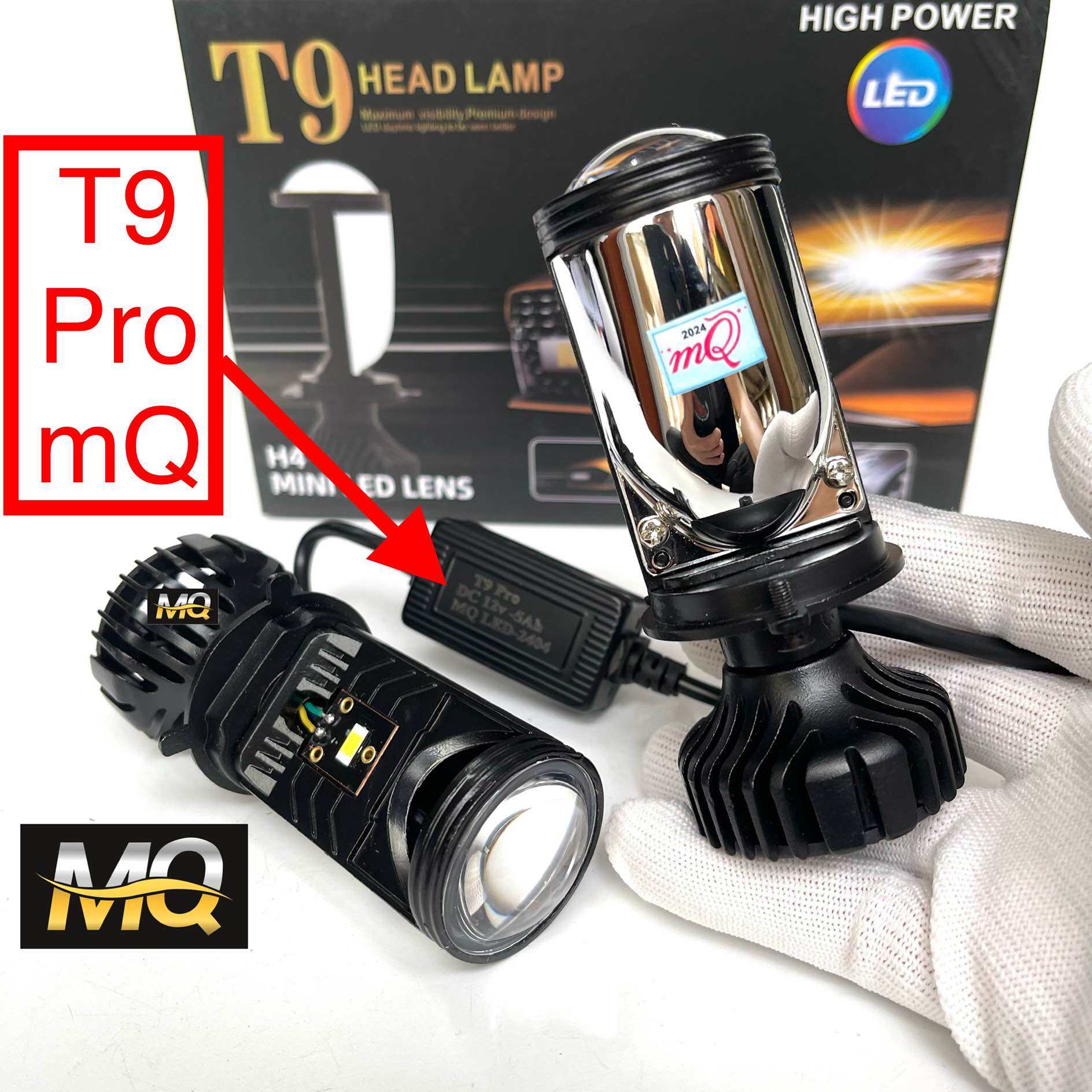 Đèn Pha Led Bi Cầu T9 Pro H4 Bản 2024 Cho Xe Máy Cắt Sáng Chống Chói M01B