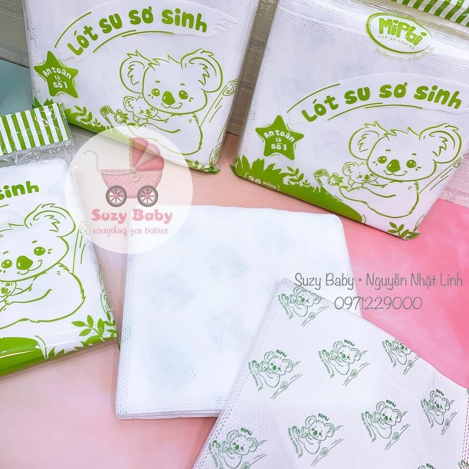 Lót su sơ sinh mipbi gói 30 miếng