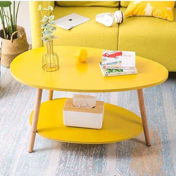 Bàn trà bắc âu hình trứng 2 tầng trang trọng