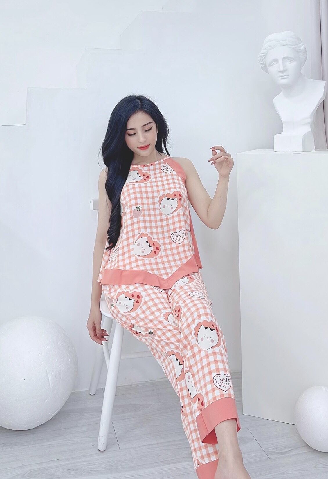 Set Bộ Lụa Mango Cổ Yếm Quần Dài Hàng Có Size 75kg