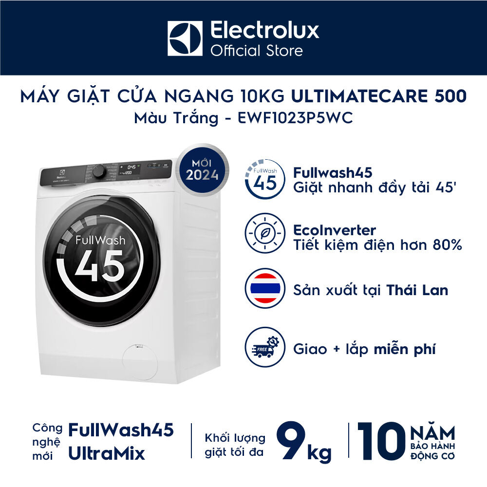 [MỚI] Máy giặt cửa ngang Electrolux 10kg UltimateCare 500 EWF1023P5WC Inverter - Free Giao lắp
