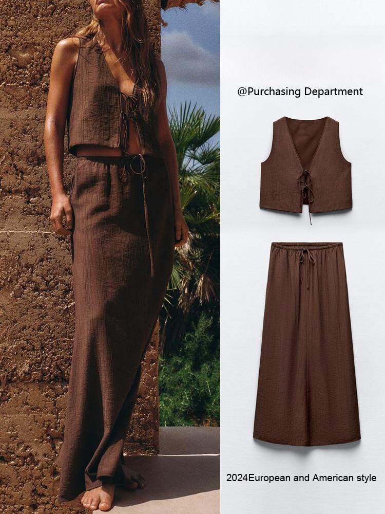 Áo Vest Kẻ Sọc Nữ Mới Mùa Hè ZA2024 Váy Dài Họa Tiết 4764409 753 Bộ Sưu Tập Thời Trang Nữ Áo Vest Kẻ Sọc