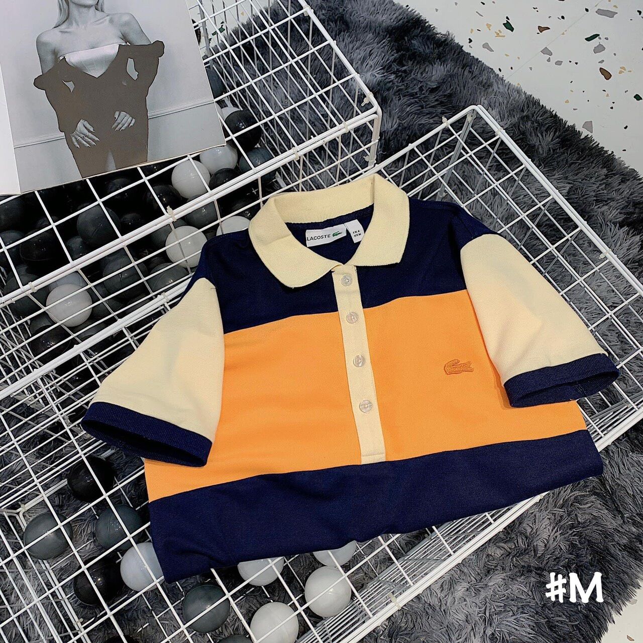 Thun polo cá sấu cổ bẻ phối màu xanh cam đen