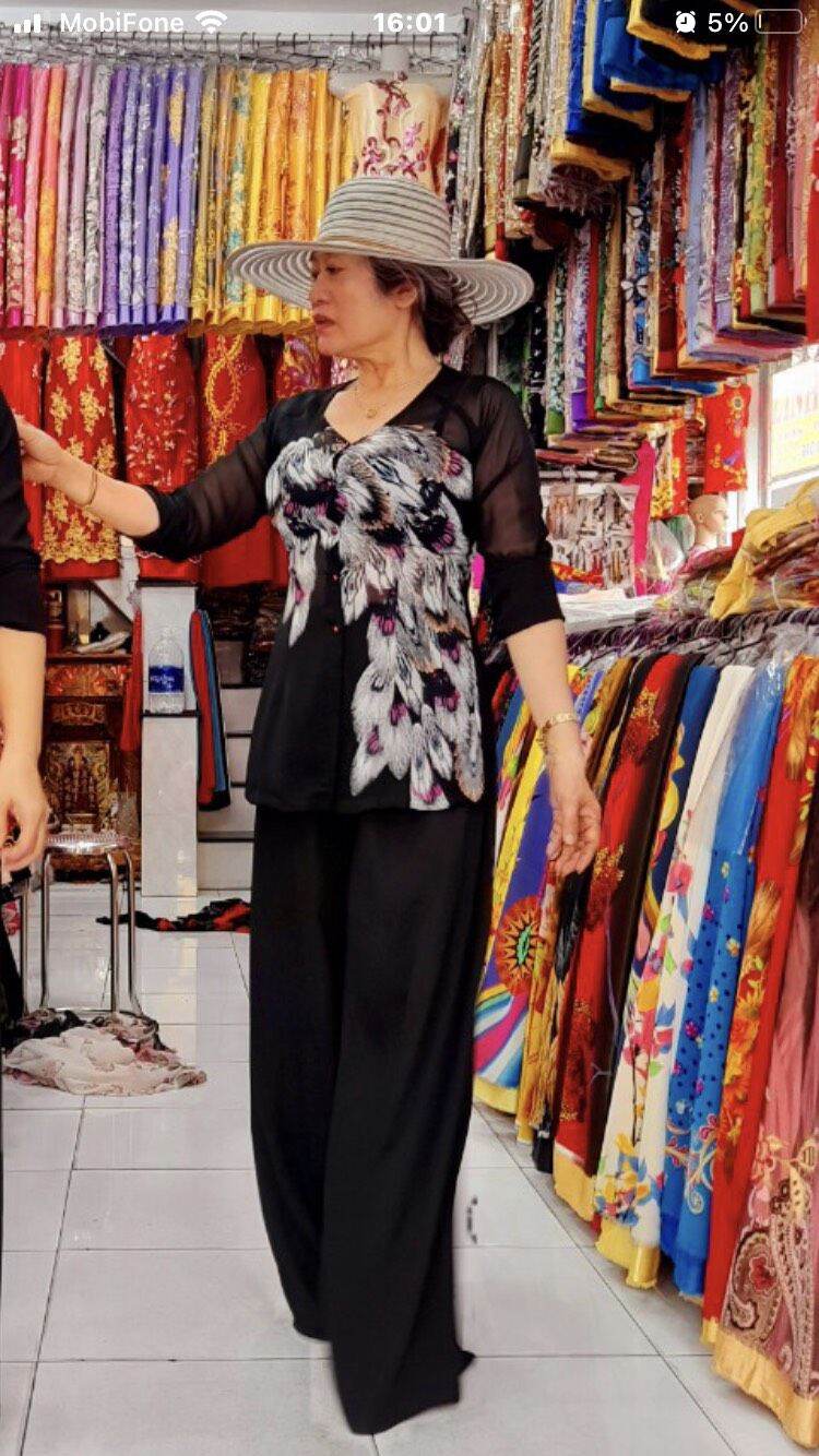 Quần dài đen để mặc áo bà ba (size 40-68kg