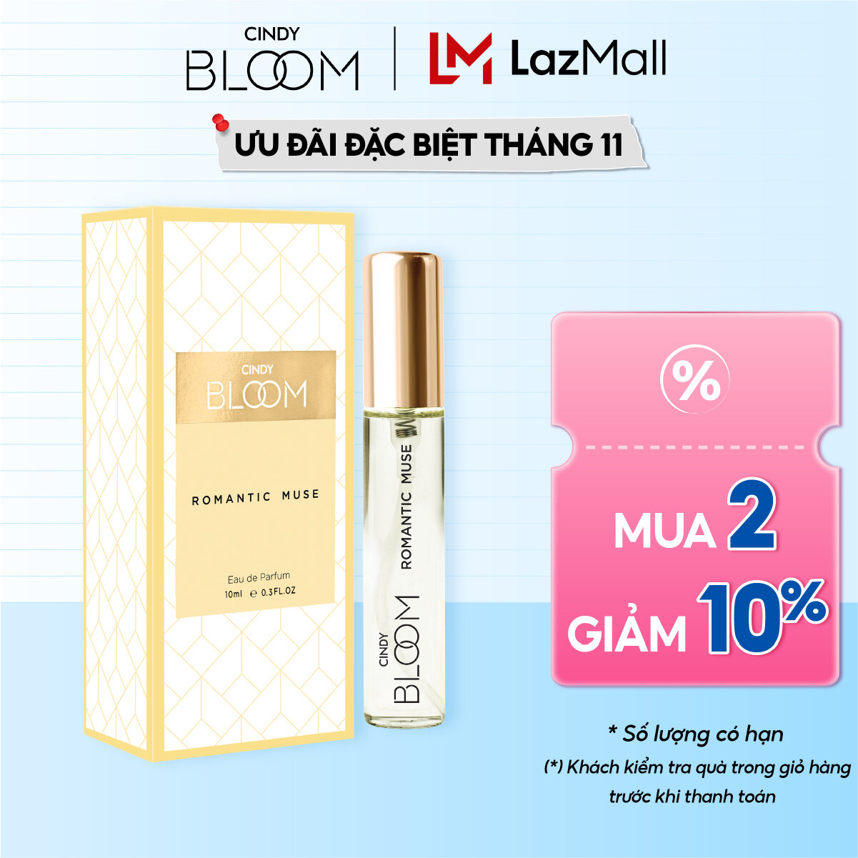 Nước Hoa Nữ Cindy Bloom Romantic Muse Hương Quyến Rũ Lãng Mạn 10ml Chính Hãng