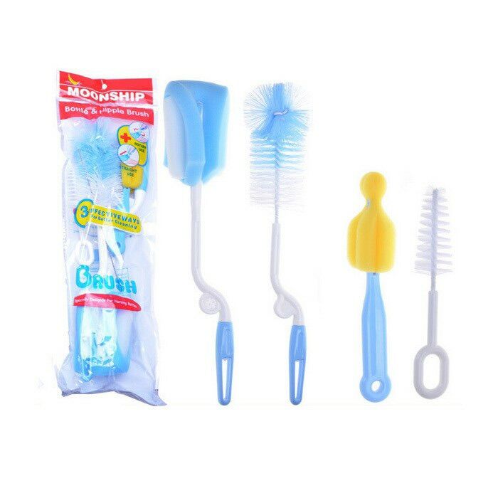 Bộ cọ rửa bình sữa và núm ty 4 chi tiết màu ngẫu nhiên