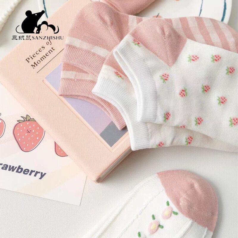 [HCM]Set 5 đôi vớ Hồng dâu xinh yêu
