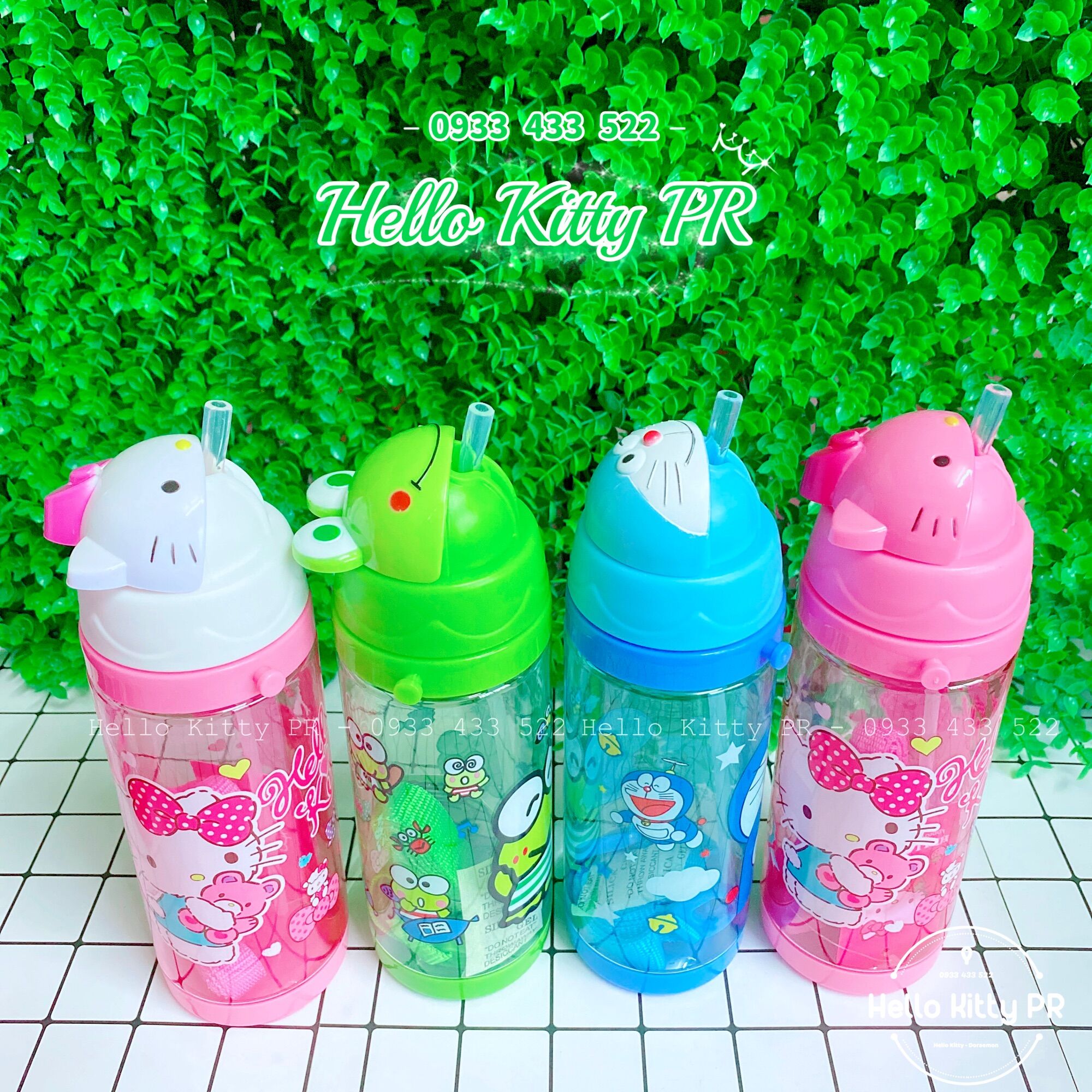 Bình nước có dây đeo Hellokitty Doremon Doraemon - Ếch xanh