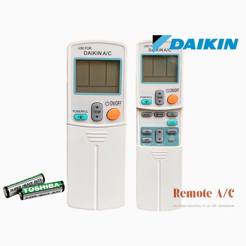 Remote máy lạnh daikin chĩnh hãng 1 nút xanh