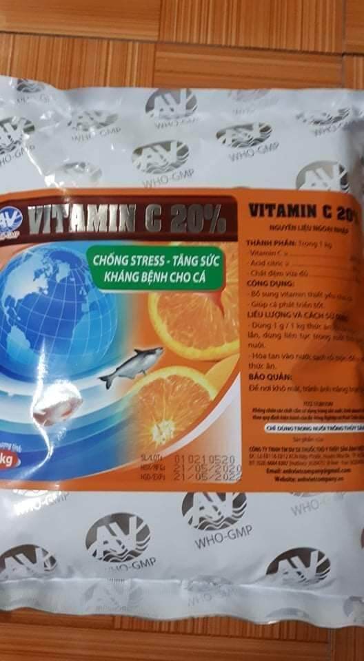 Vitamin C cho động vật thủy sản tôm, cá, lươn, ếch túi 1kg