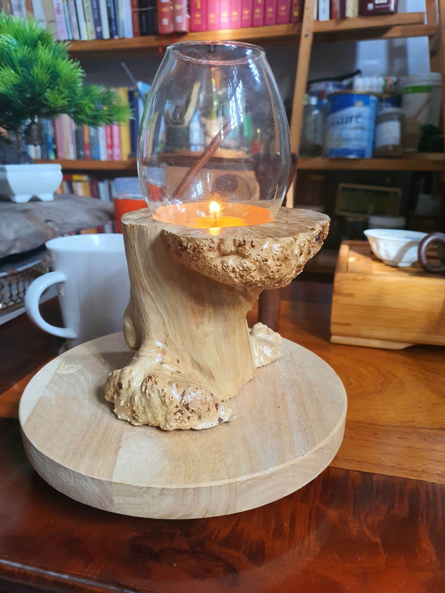 chân nến gỗ cafe