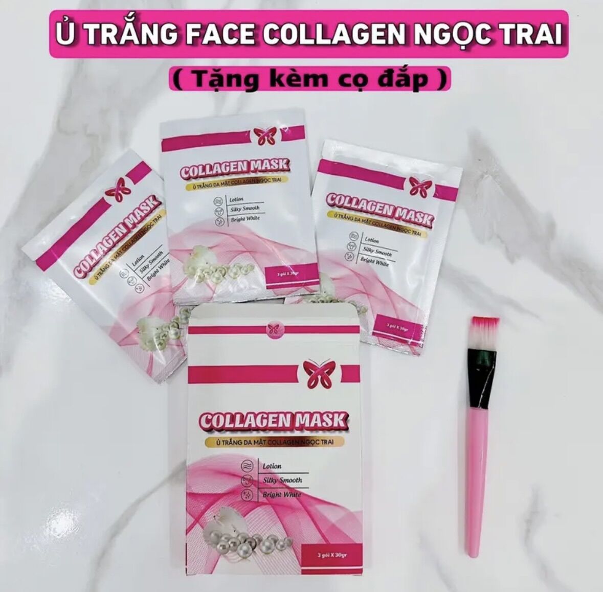 {Tặng Kèm Cọ} NẠ Ủ TRẮNG DA MẶT COLLAGEN NGỌC TRAI🔮