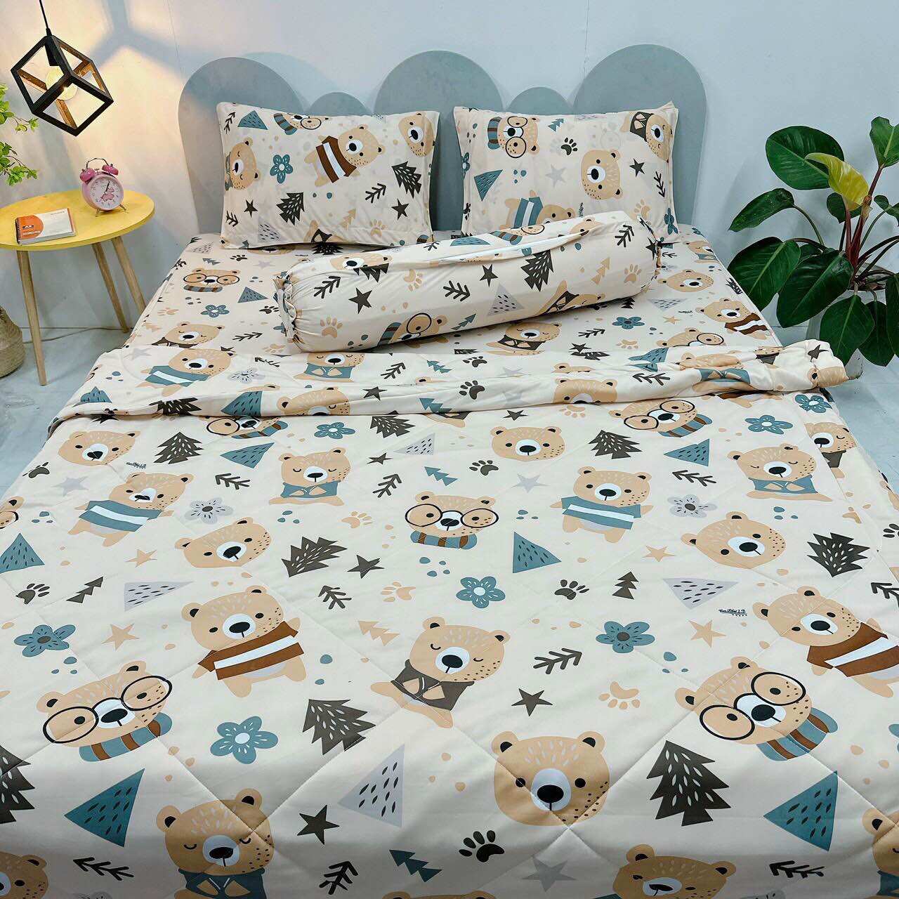 Bộ 5 món chăn drap áo gối THUN LẠNH HÀN QUỐC