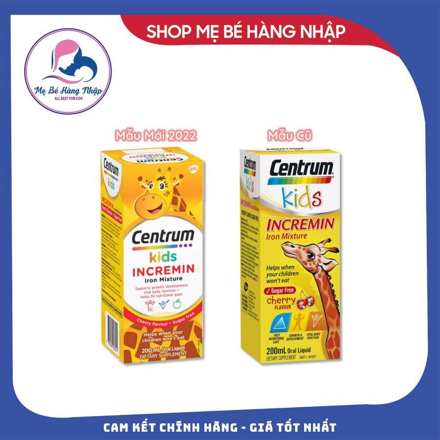 Mẫu mới date 4/2026 - Centrum kids INCREMIN Iron Mixture cho bé 200ml