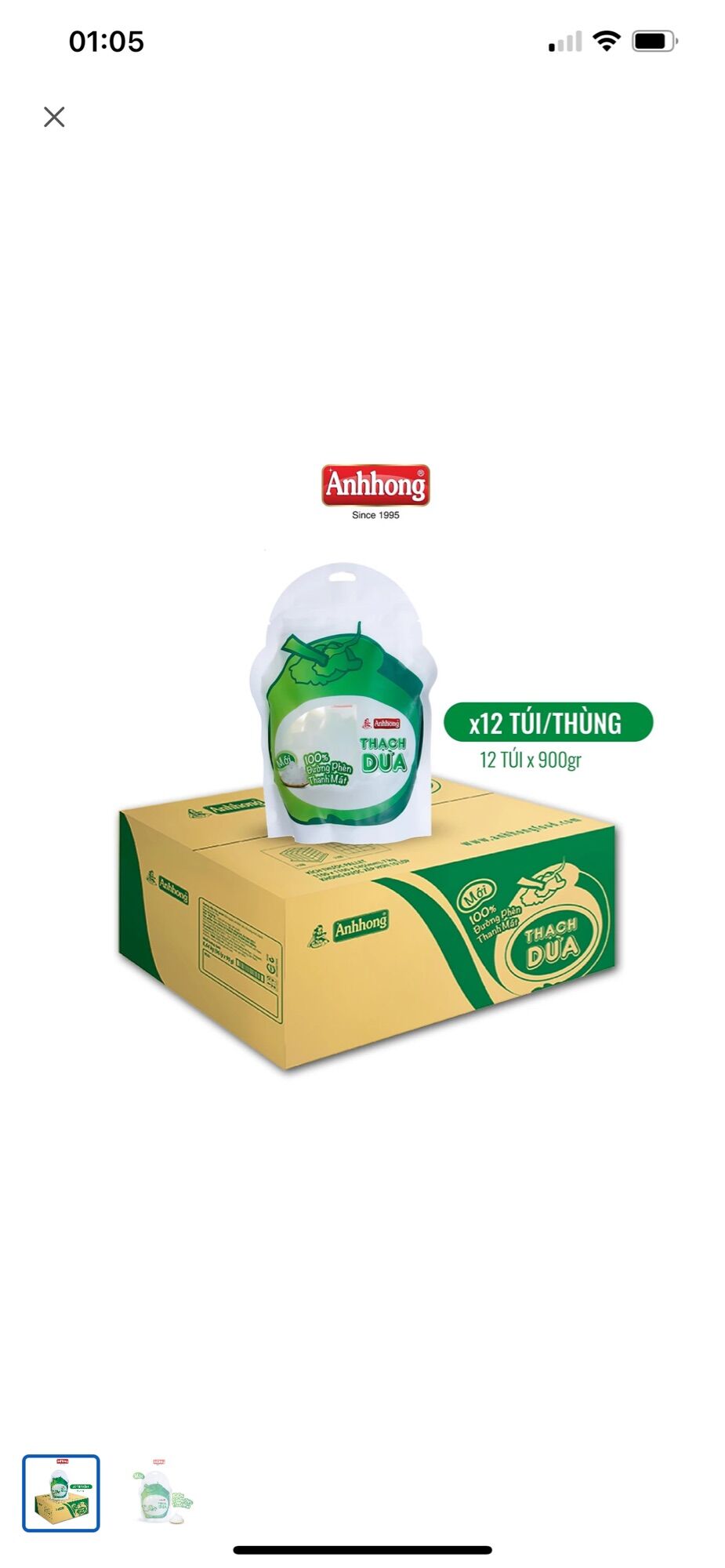 Thạch dừa đường phèn Ánh Hồng (bịch 900gr)