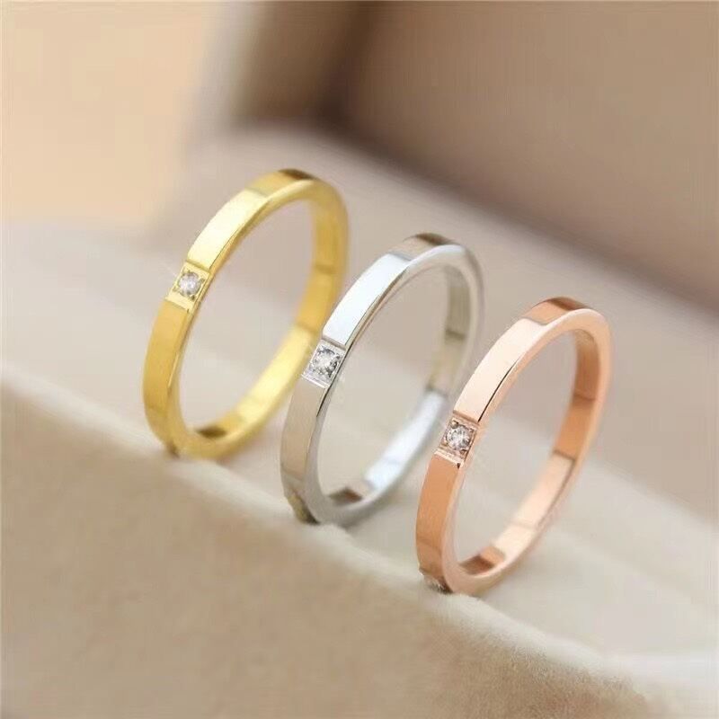 [GIÁ 1 CHIẾC] NHẪN TITAN ĐÍNH 1 ĐÁ MÀU TRẮNG