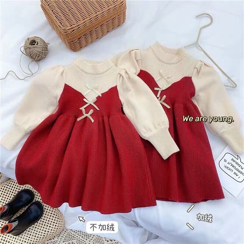 Váy len cho bé gái, đầm bé gái diện tết
