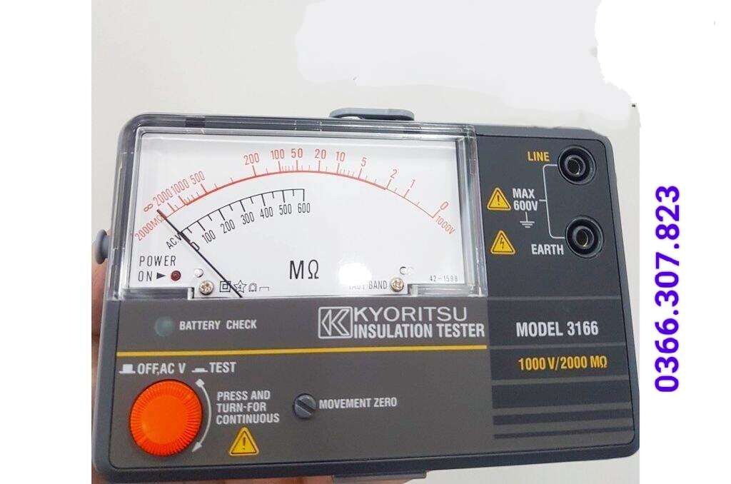 ĐỒNG HỒ ĐO ĐIỆN TRỞ CÁCH ĐIỆN KYORITSU 3166 (1000V/2000MΩ)