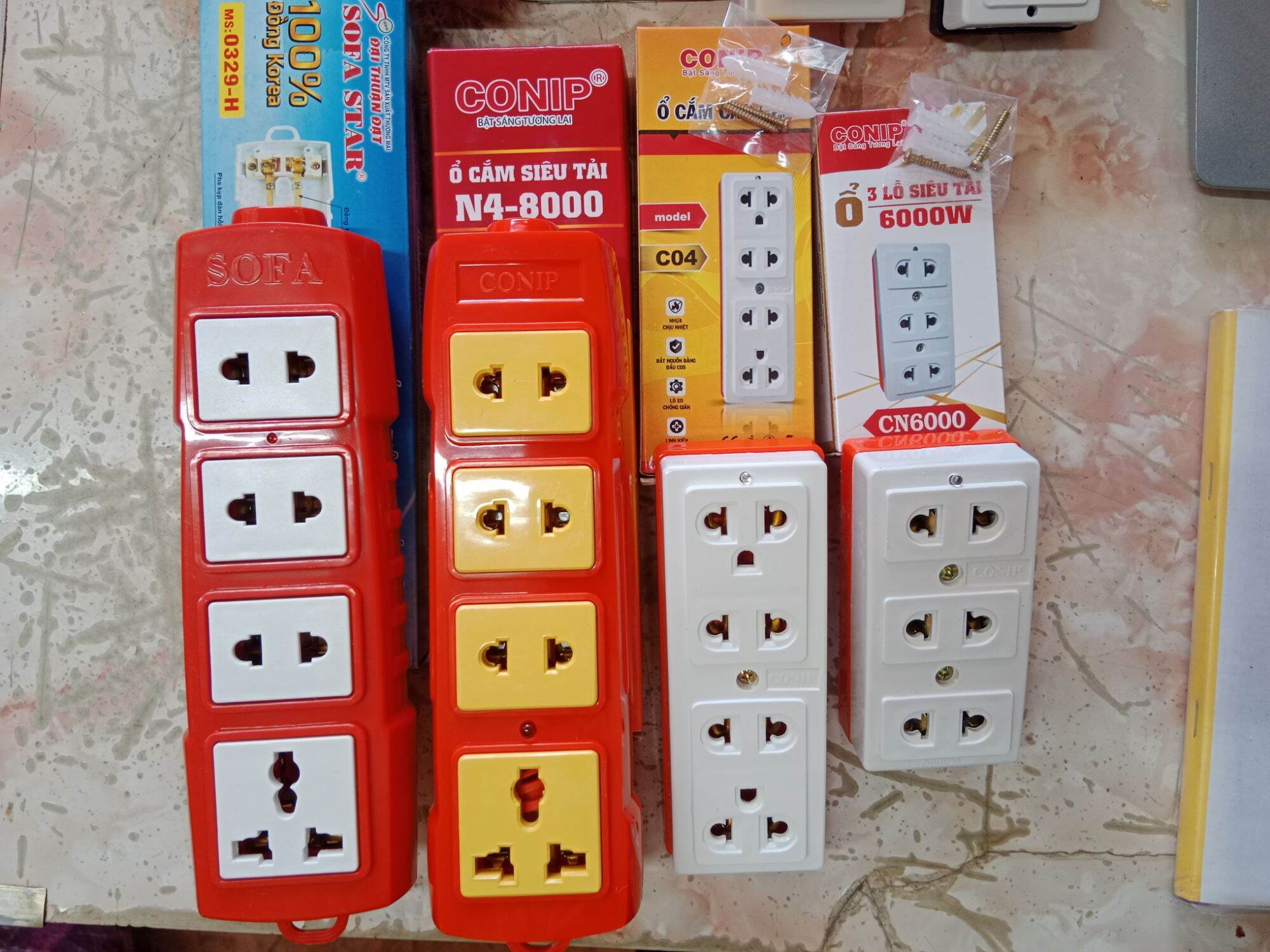 [Ảnh Thật] Ổ cắm 3 lổ Siêu Tải 6000w Thông dụng Conip, Sofa