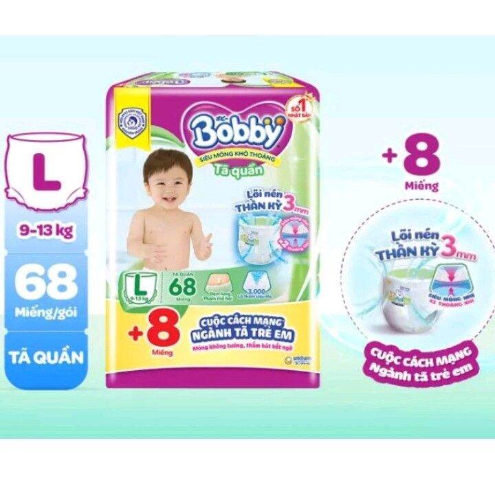 Tã quần bobby l68 chính hãng từ 9 - 13kg